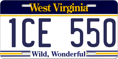 WV license plate 1CE550