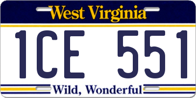 WV license plate 1CE551
