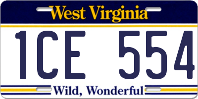 WV license plate 1CE554
