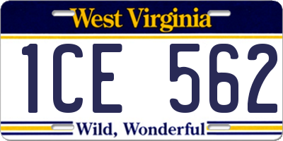 WV license plate 1CE562