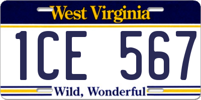 WV license plate 1CE567