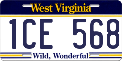 WV license plate 1CE568