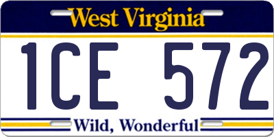 WV license plate 1CE572