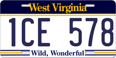 WV license plate 1CE578