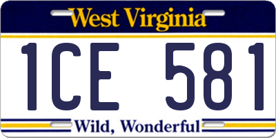 WV license plate 1CE581