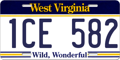 WV license plate 1CE582