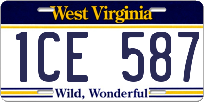 WV license plate 1CE587