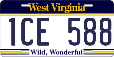 WV license plate 1CE588