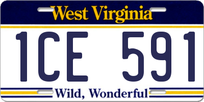 WV license plate 1CE591
