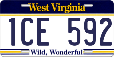 WV license plate 1CE592