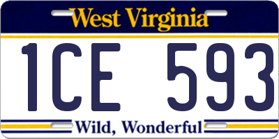 WV license plate 1CE593