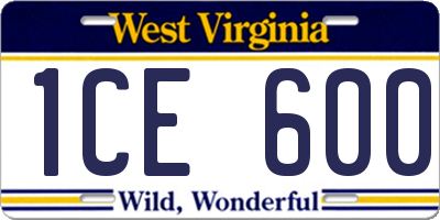 WV license plate 1CE600