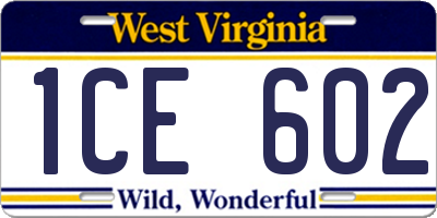 WV license plate 1CE602