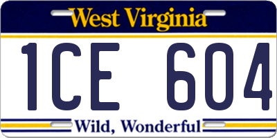 WV license plate 1CE604