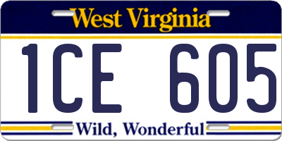 WV license plate 1CE605