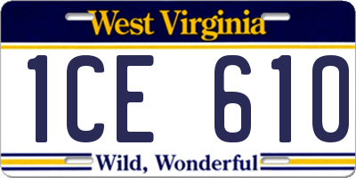 WV license plate 1CE610