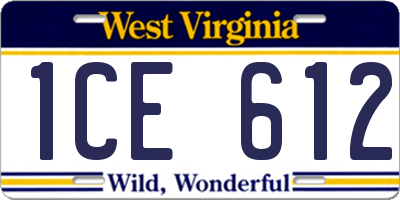 WV license plate 1CE612