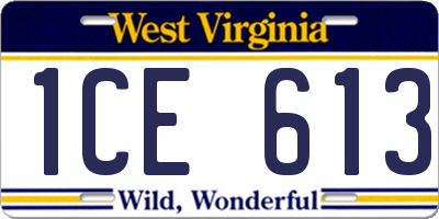 WV license plate 1CE613