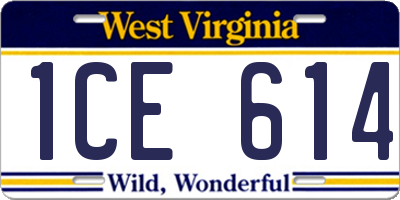 WV license plate 1CE614