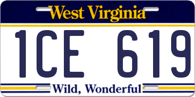 WV license plate 1CE619
