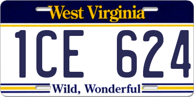 WV license plate 1CE624