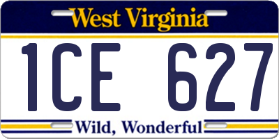 WV license plate 1CE627