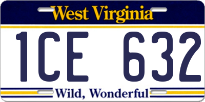 WV license plate 1CE632