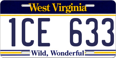 WV license plate 1CE633