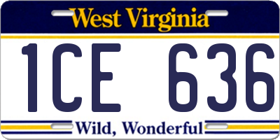 WV license plate 1CE636