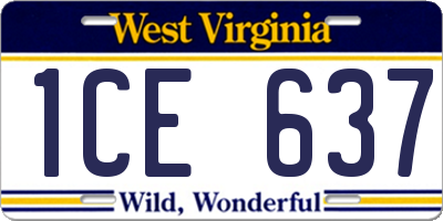 WV license plate 1CE637