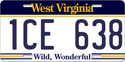 WV license plate 1CE638