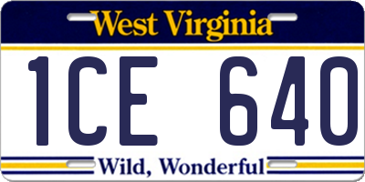 WV license plate 1CE640