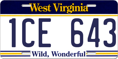 WV license plate 1CE643
