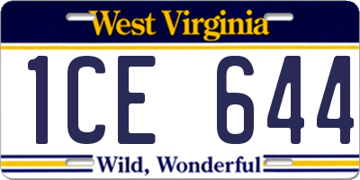 WV license plate 1CE644