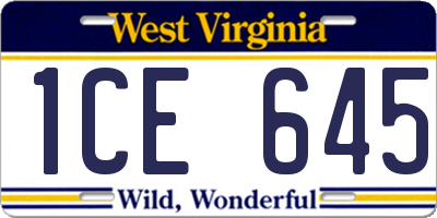 WV license plate 1CE645