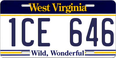 WV license plate 1CE646