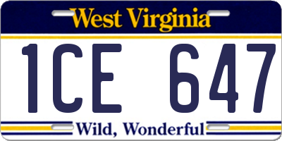 WV license plate 1CE647