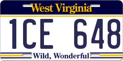 WV license plate 1CE648