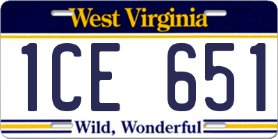 WV license plate 1CE651