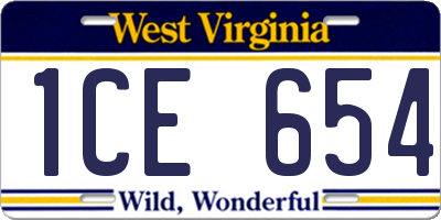 WV license plate 1CE654