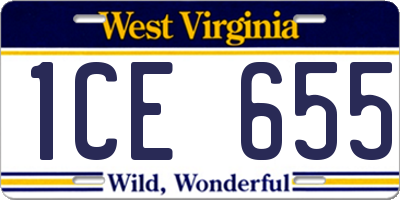 WV license plate 1CE655