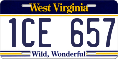 WV license plate 1CE657