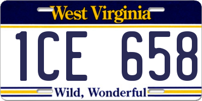 WV license plate 1CE658