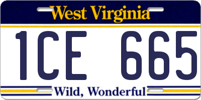 WV license plate 1CE665