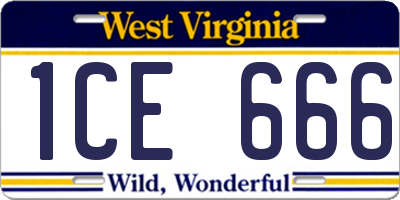WV license plate 1CE666