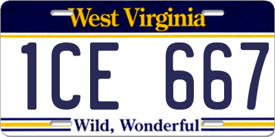 WV license plate 1CE667