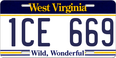WV license plate 1CE669