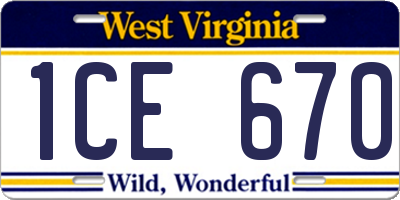 WV license plate 1CE670
