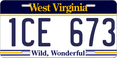 WV license plate 1CE673