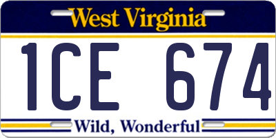 WV license plate 1CE674
